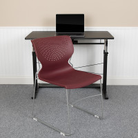 Flash Furniture RUT-438-BY-GG HERCULES Series 661 lb. Capacity Burgundy Full Back Stack Chair with Gray Powder Coated Frame